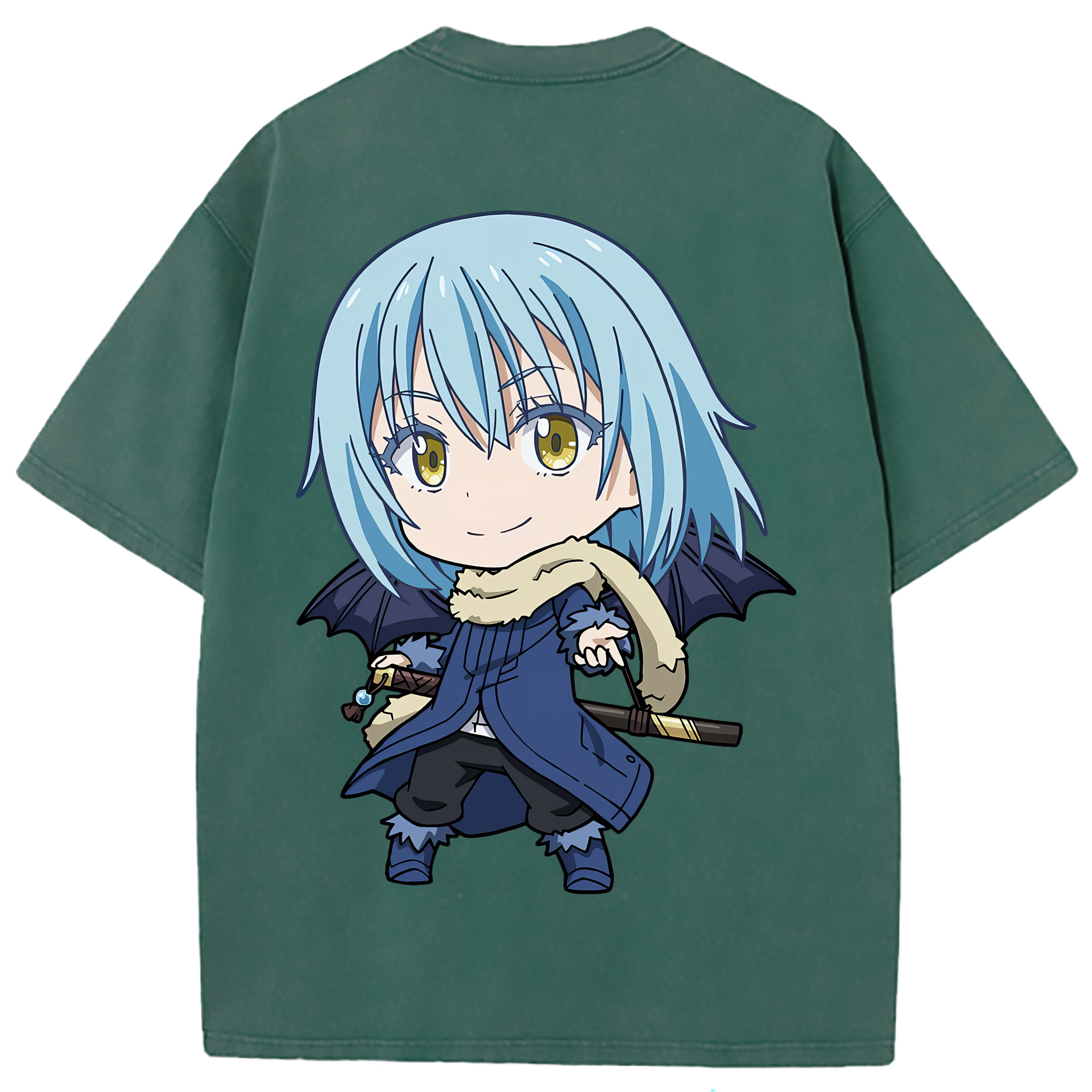 （画像用） 転スラ Regarding Reincarnated to Slime 綿100% ヴィンテージ風 半袖Tシャツ（背面プリント）